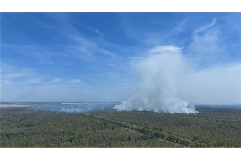 Wald- und Vegetationsbrand in der Gohrischheide im Landkreis Meißen.