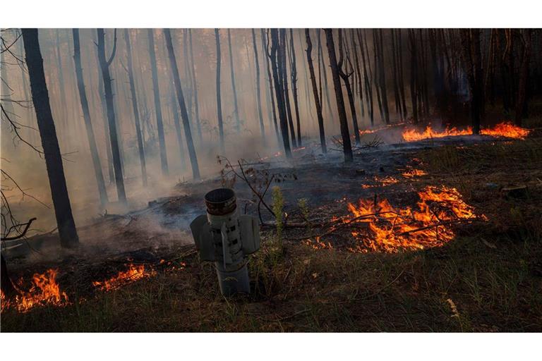Waldbrände in der Ukraine, die viel Treibhausgase freisetzen, werden oft durch Gefechte ausgelöst. (Archivbild)