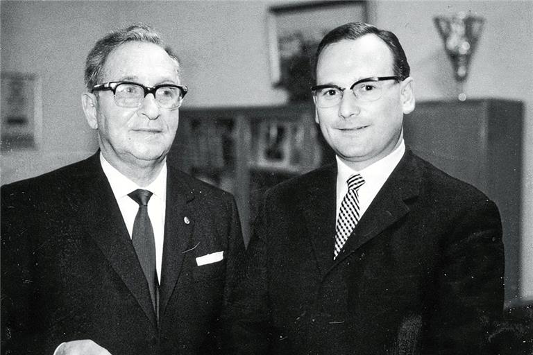 Walter Baumgärtner (links) war von 1946 bis 1966 Backnangs Stadtoberhaupt, Martin Dietrich von 1966 bis 1986. Fotos: BKZ-Archiv