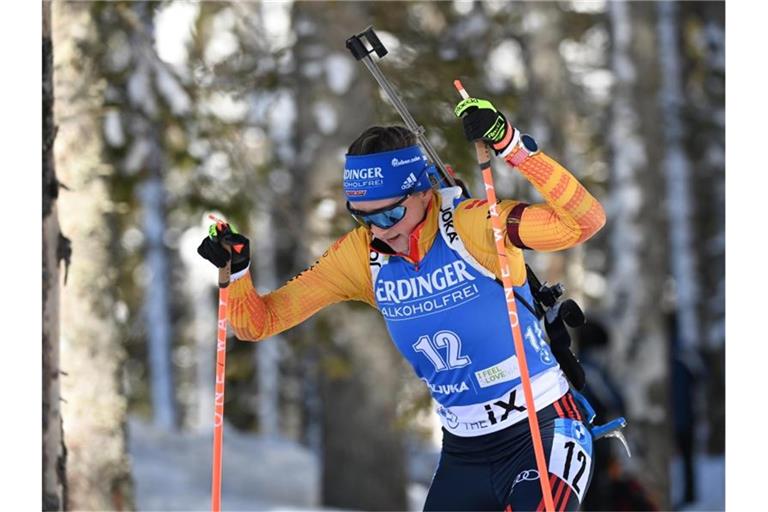 War über 15 Kilometer beste Deutsche auf der Pokljuka: Franziska Preuß. Foto: Sven Hoppe/dpa