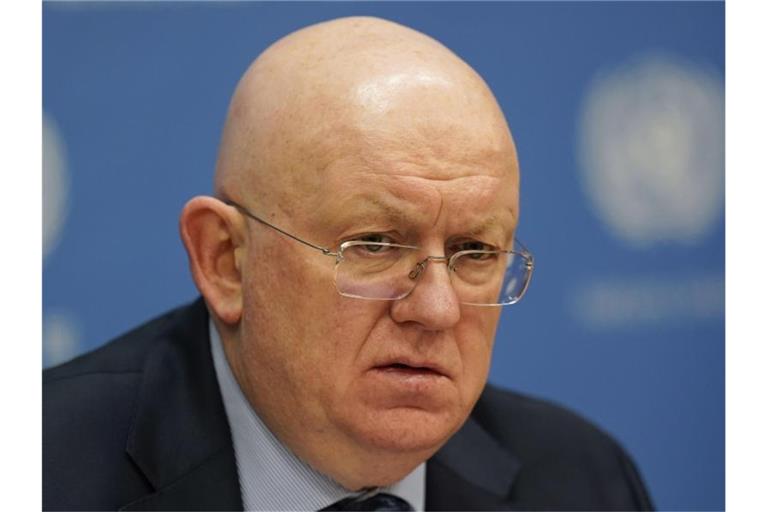 Wassili Nebensja, Russlands Botschafter bei den Vereinten Nationen und derzeitiger Präsident des Sicherheitsrats der Vereinten Nationen. Foto: Seth Wenig/AP/dpa