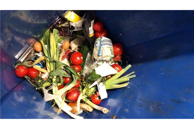 Weggeworfene Lebensmittel liegen in einer Mülltonne. Die SPD will dafür sorgen, dass niemand mehr dafür bestraft wird, dass er noch genießbare Lebensmittel aus Abfallcontainern holt.
