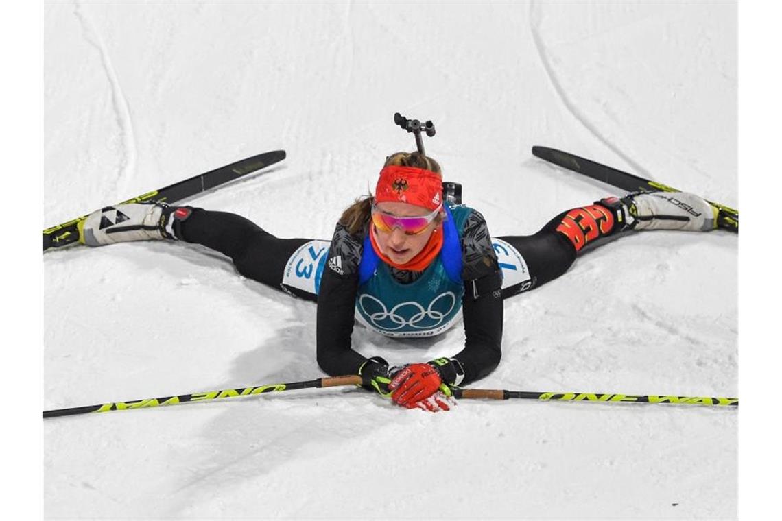 „Fischen im Trüben“ - ungewisser Olympia-Winter für Athleten Weiß noch nicht, ob sie sich auf Olympia freut: Franziska Preuß. Foto: Angelika Warmuth/dpa