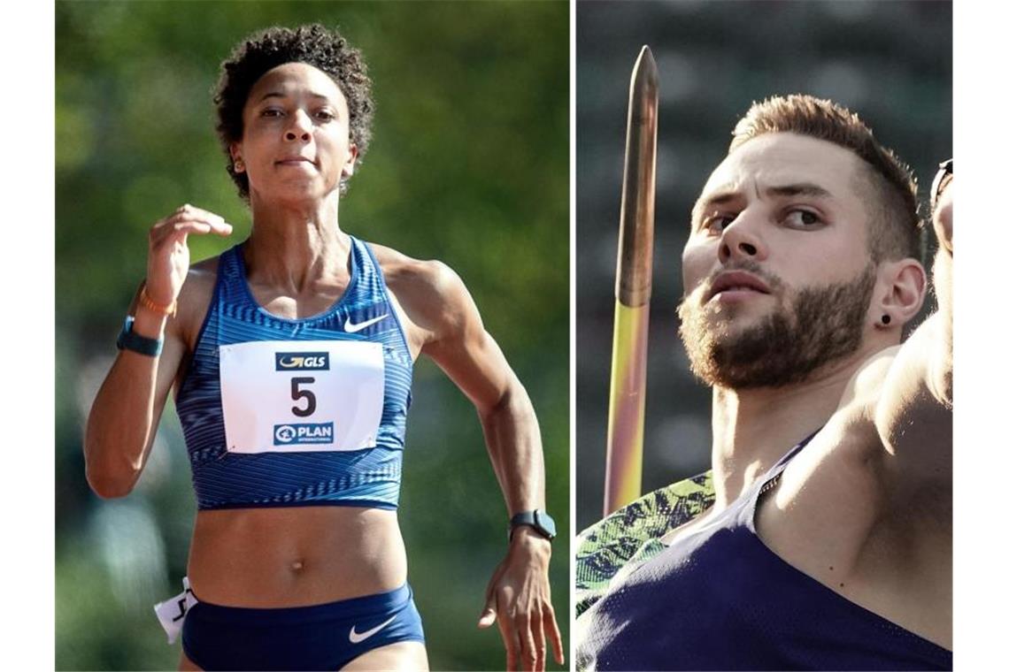 Mihambo und Vetter sind „Leichtathleten des Jahres“ 2021 Weitsprung-Weltmeisterin Malaika Mihambo und Speerwerfer Johannes Vetter sind „Leichtathleten des Jahres“". Foto: Bernd Thissen/Michael Kappeler/dpa/Archivbild