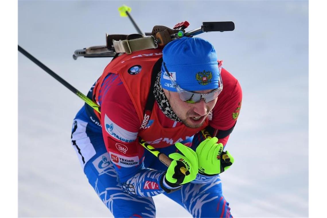 Doping-Razzia bei Biathlon-Weltmeister Loginow Weltmeister Alexander Loginow aus Russland wurde verhört. Foto: Hendrik Schmidt/dpa