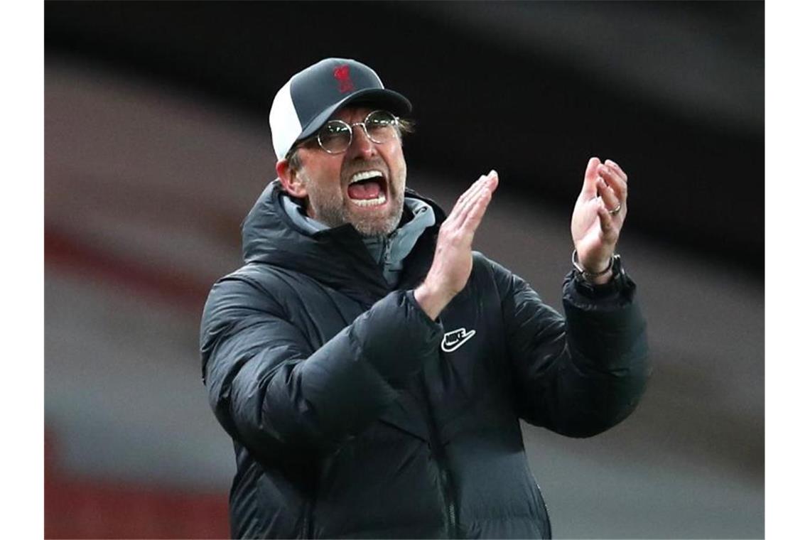„Wenn wir merken, dass es möglich ist, dann haben wir eine Chance“, sagt Liverpools Trainer Jürgen Klopp. Foto: Catherine Ivill/PA Wire/dpa
