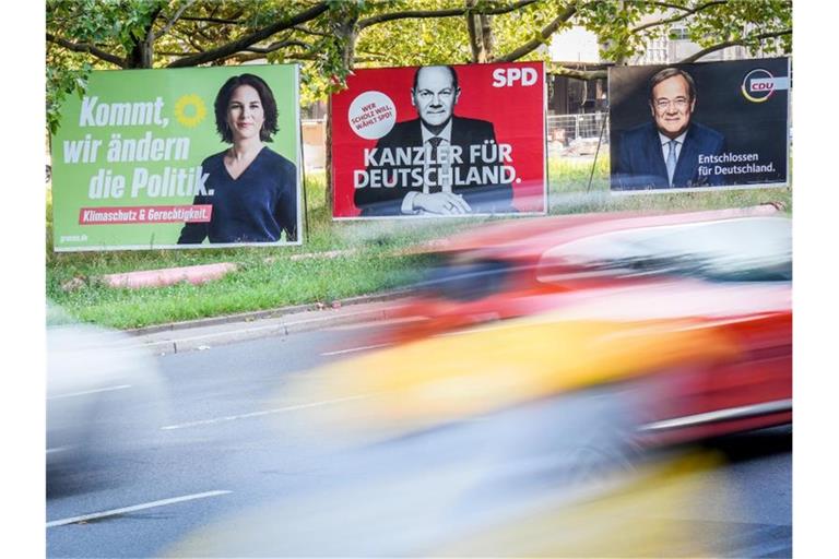 Wer wird neue(r) Kanzlerin oder Kanzler: Annalena Baerbock (Grüne), Olaf Scholz (SPD) oder Armin Laschet (Union)?. Foto: Kay Nietfeld/dpa