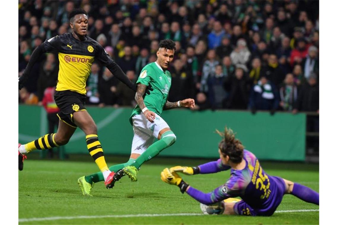 Werder-Neuzugang Davie Selke sorgte für die Führung beim Bremer Sieg gegen Dortmund. Foto: David Hecker/dpa