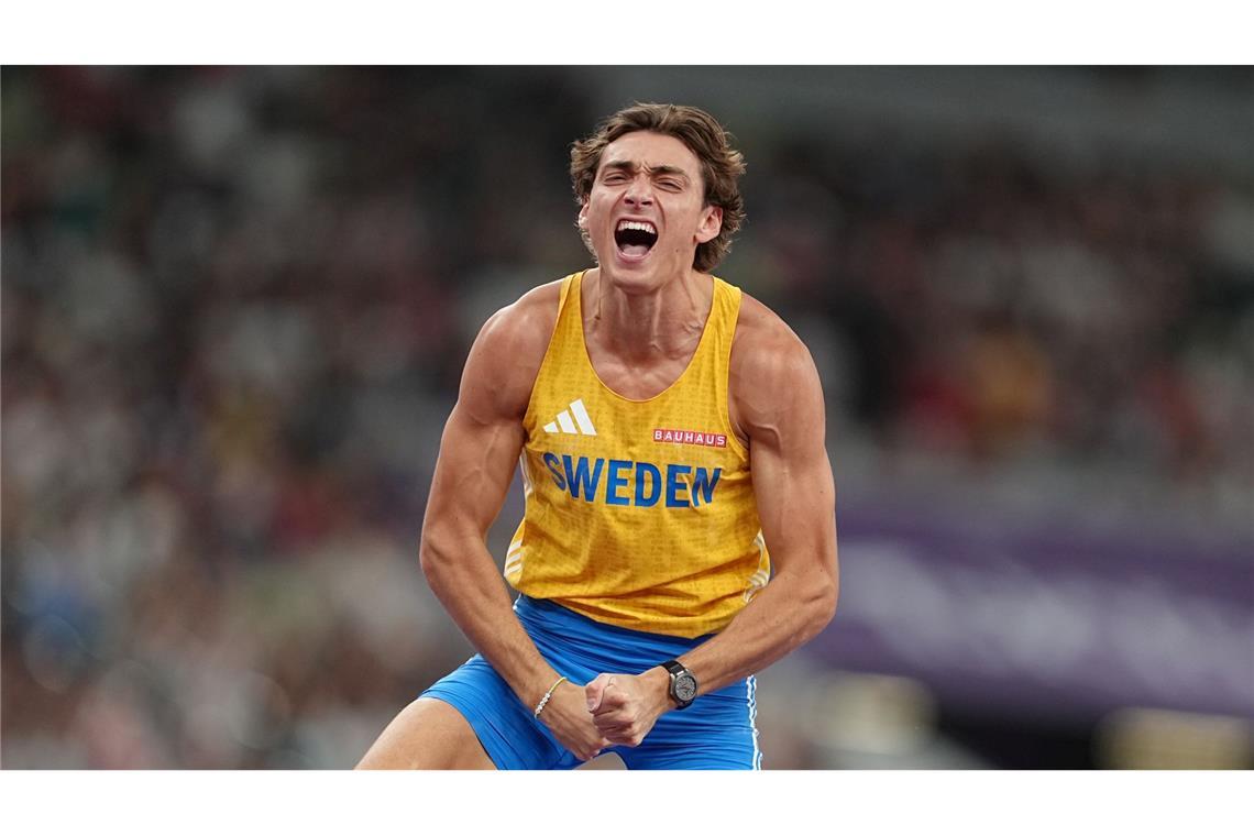Kuss nach Weltrekord: Duplantis springt in neue Dimension Wieder Weltmeister: Armand Duplantis.