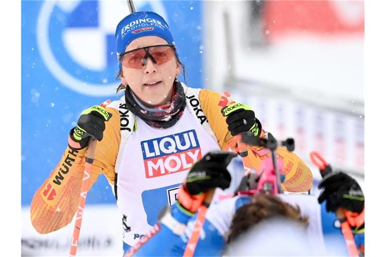 Will es im WM-Sprint in Pokljuka besser als die Männer am Tag zuvor machen: Franziska Preuß. Foto: Sven Hoppe/dpa