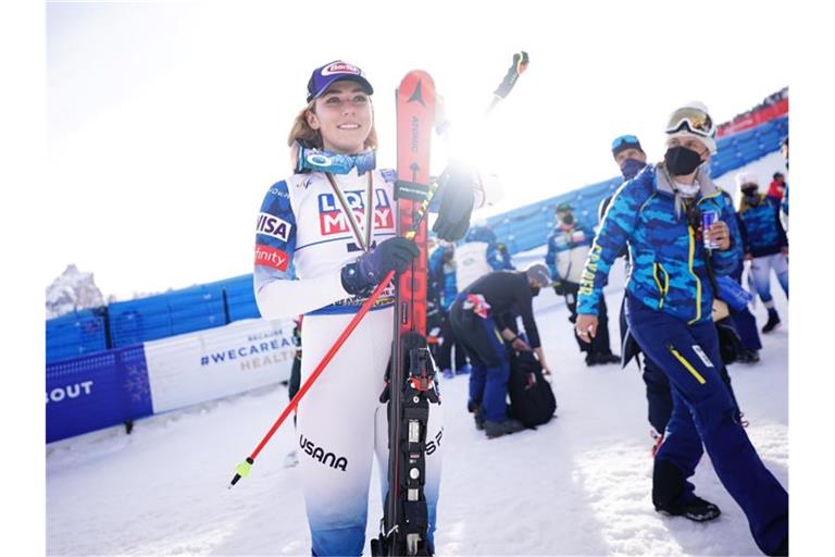 Will sich im Slalom ihre vierte WM-Medaille in Cortina d'Ampezzo sichern: Mikaela Shiffrin. Foto: Michael Kappeler/dpa