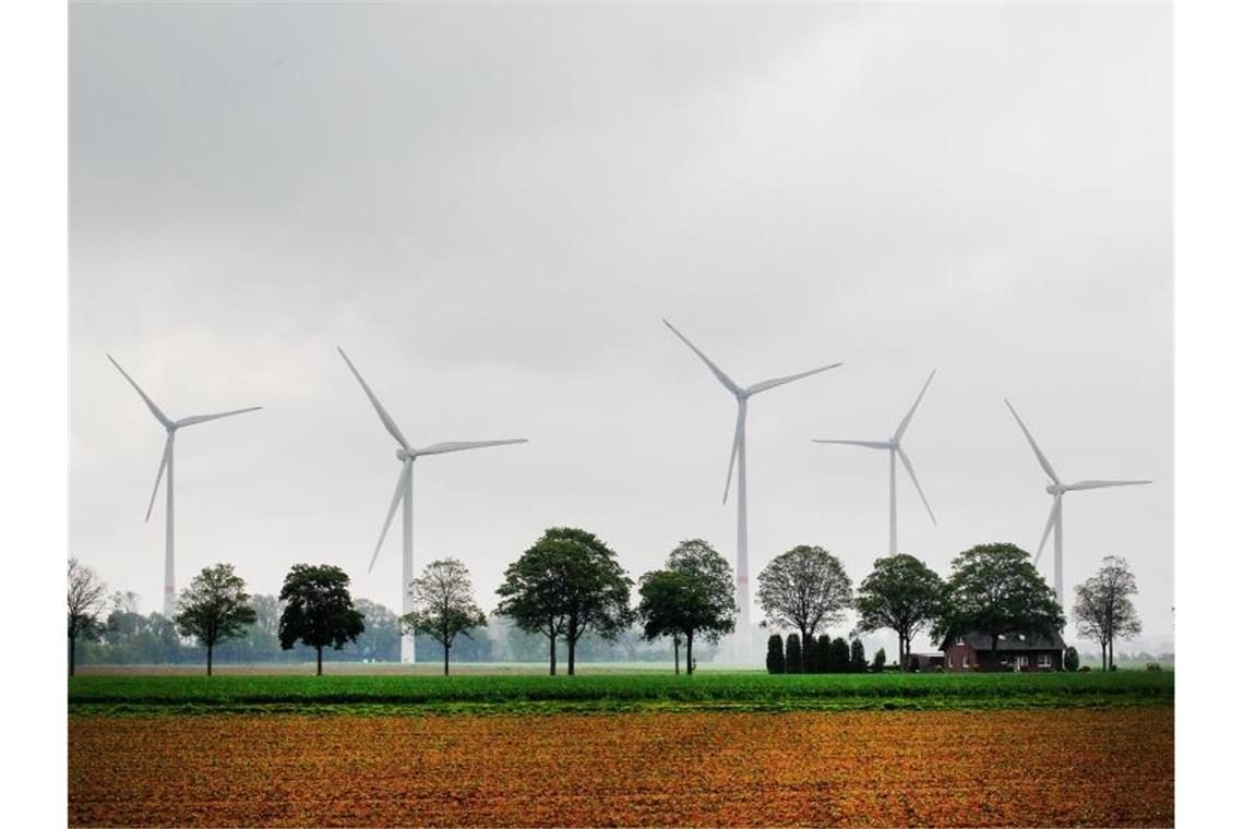 Mehr Tempo für den Windrad-Ausbau: Neue Task Force Windkraftanlagen hinter Feldern. Foto: Roland Weihrauch/dpa/Symbolbild
