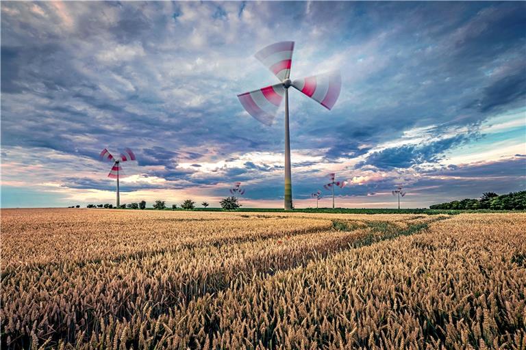 Windräder in Szene gesetzt: Beispielbild zum Thema Umwelt. Foto: Prophoto/Tino Weigelt