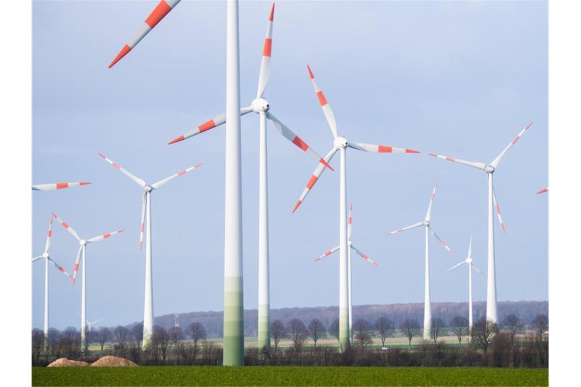 Windräder stehen auf einem Feld bei Salzgitter. Foto: Julian Stratenschulte/dpa