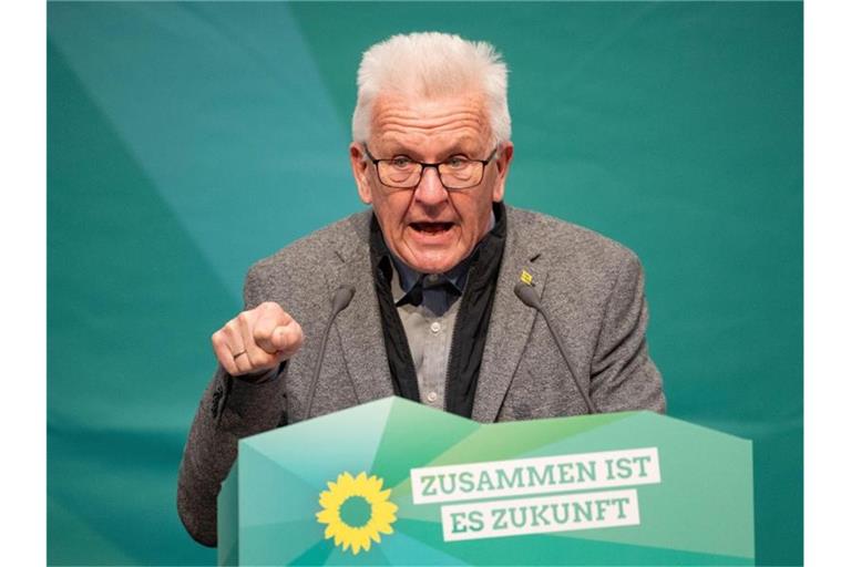 Winfried Kretschmann (Bündnis 90/Die Grünen), Ministerpräsident, redet beim Landesparteitag. Foto: Marijan Murat/dpa