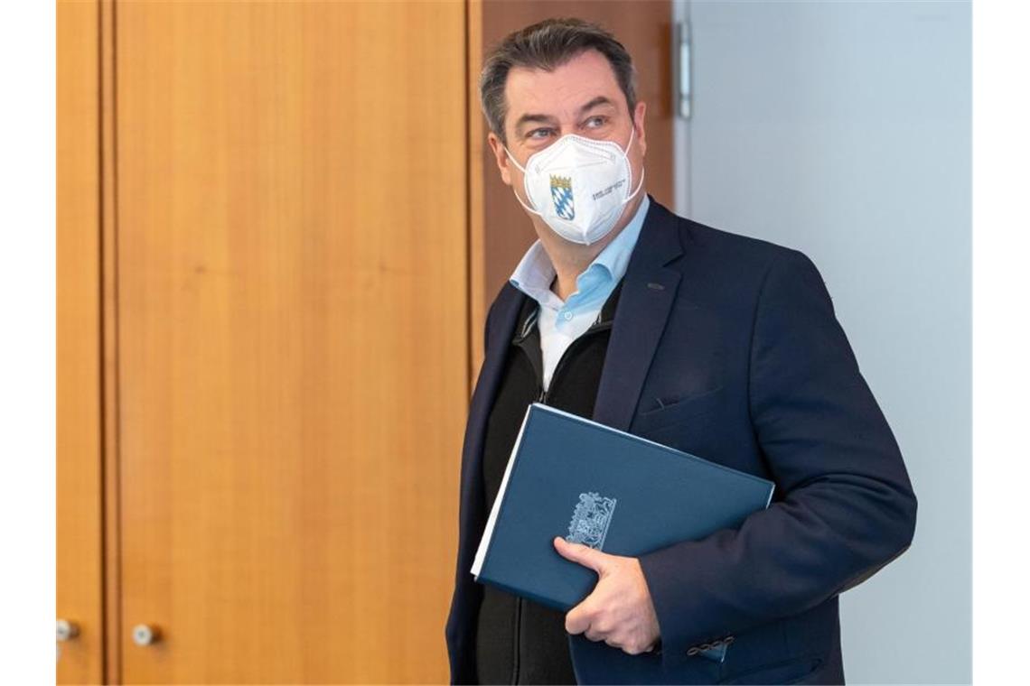 Söder akzeptiert CDU-Beschluss für Kanzlerkandidat Laschet „Wir als CSU und auch ich respektieren jede Entscheidung“: Markus Söder soll dem Vernehmen nach bereit sein, seinen Konkurrenten Armin Laschet als Kanzlerkandidat der Union zu akzeptieren. Foto: Peter Kneffel/dpa-Pool/dpa