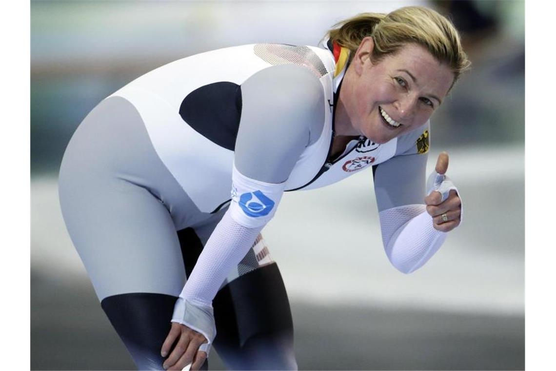 Wird in Peking an ihren achten Olympischen Spiele teilnehmen: Claudia Pechstein. Foto: Rick Bowmer/AP/dpa