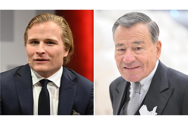 Wolfgang Grupp junior (li.) und sein Vater, von dem er gemeinsam mit Schwester Bonita Grupp die Geschäftsführung des Textilunternehmens Trigema übernommen hat.