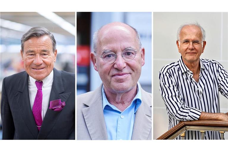 Wolfgang Grupp (links) wird den Gesprächstermin mit Gregor Gysi (mitte) nicht wahrnehmen; stattdessen rückt Entertainer Harald Schmidt (rechts) nach. (Archivbilder)