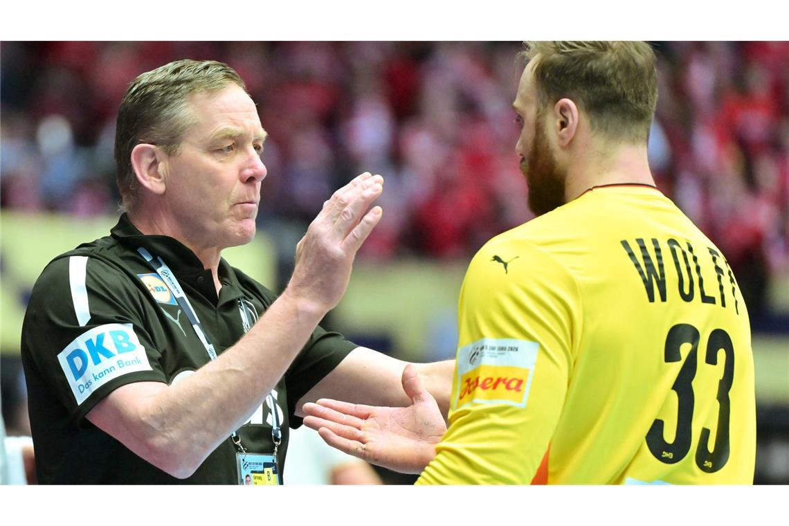 Wollen den maximalen Erfolg: Bundestrainer Alfred Gislason (l) und Torwart Andreas Wolff (r).