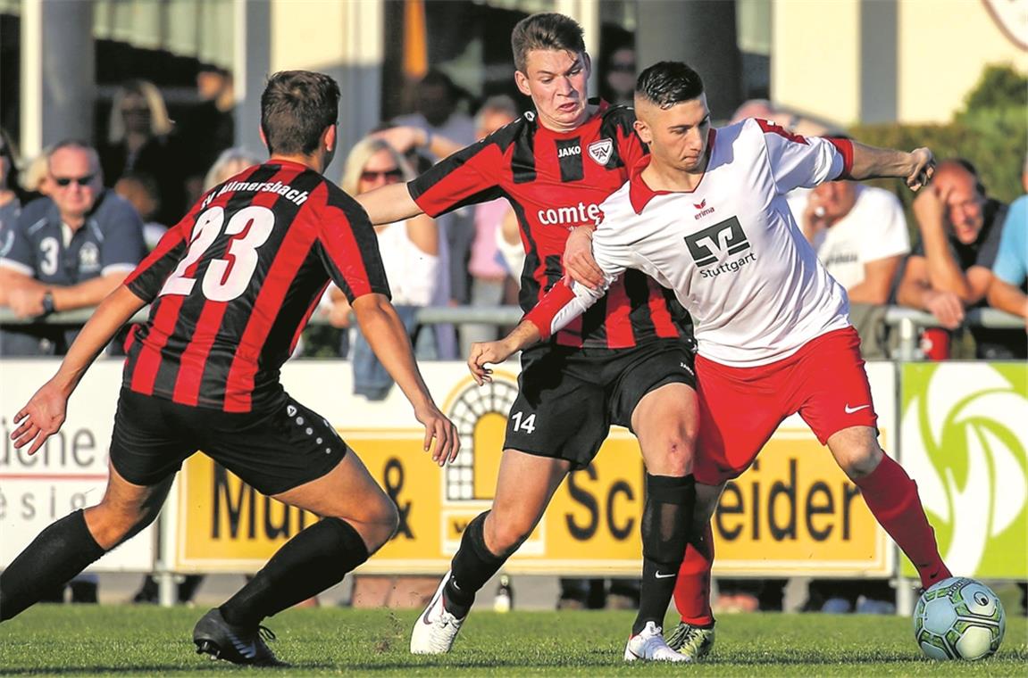 Wollen nach der Winterpause noch einige Rivalen in der Tabelle einfangen: Tim Wehrsig (links), Max Scholze und der SV Allmersbach. Foto: A. Becher