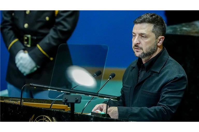 Wolodymyr Selenskyj spricht bei der Generaldebatte der UN-Vollversammlung in New York.