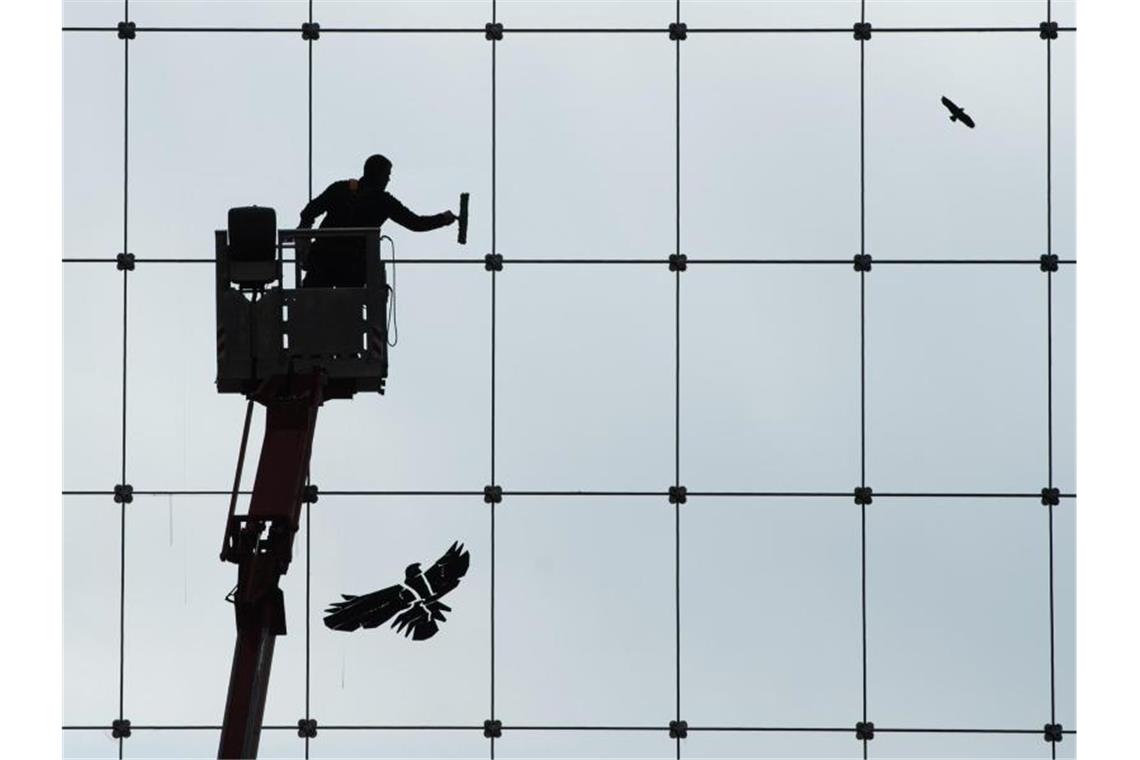 Würde in Genf bei einer vollen Stelle rund 3800 Euro brutto im Monat verdienen: Ein Gebäudereiniger beim Reinigen von Fenstern. Foto: Sebastian Kahnert/dpa-Zentralbild/dpa