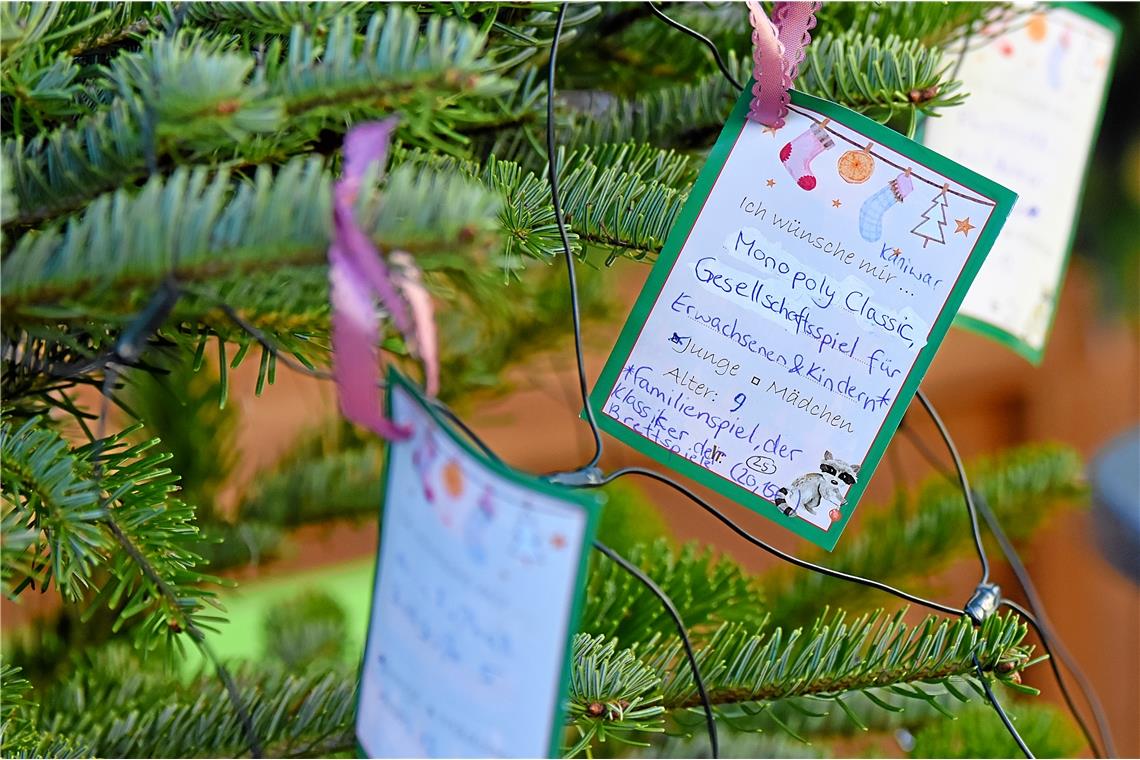 Wunschzettel am Baum der Zukunftwerkstatt Rückenwind, 