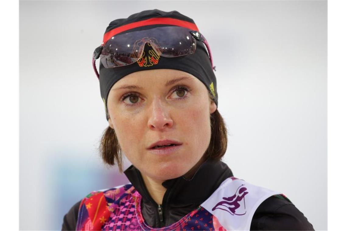 Wurde 2014 wegen einer positiven Dopingprobe aus dem deutschen Biathlon-Team ausgeschlossen: Evi Sachenbacher-Stehle. Foto: picture alliance / dpa