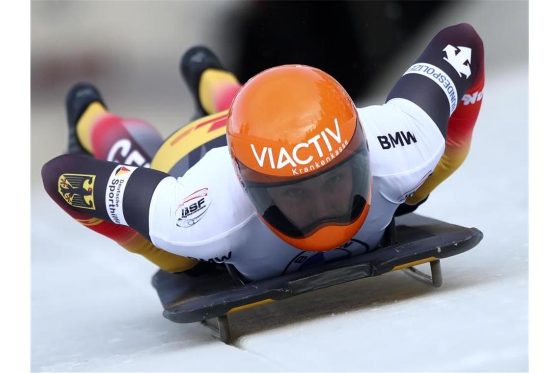 Skeleton-Weltmeisterin Hermann Dritte - Gassner Fünfter Wurde beim Weltcup in Innsbruck/Igls Dritte; Tina Hermann. Foto: Matthias Schrader/AP/dpa