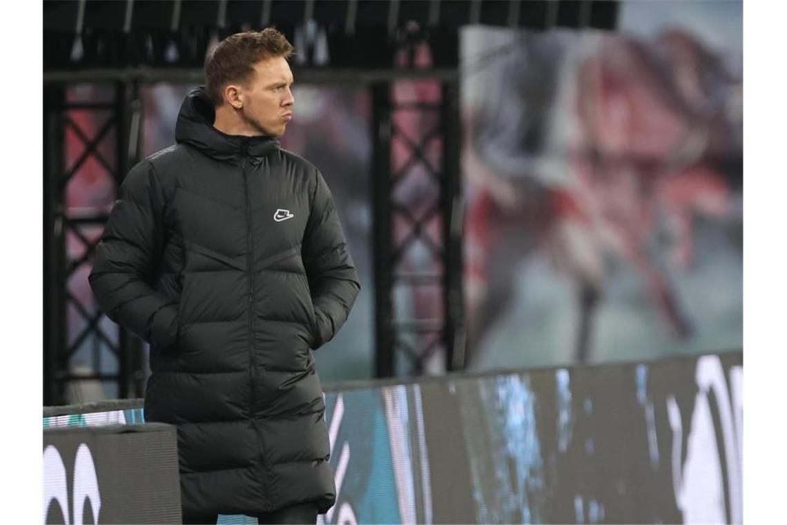 Wurde vom Upamecano-Wechsel überrascht: Leipzigs Trainer Julian Nagelsmann. Foto: Jan Woitas/dpa-Zentralbild/dpa