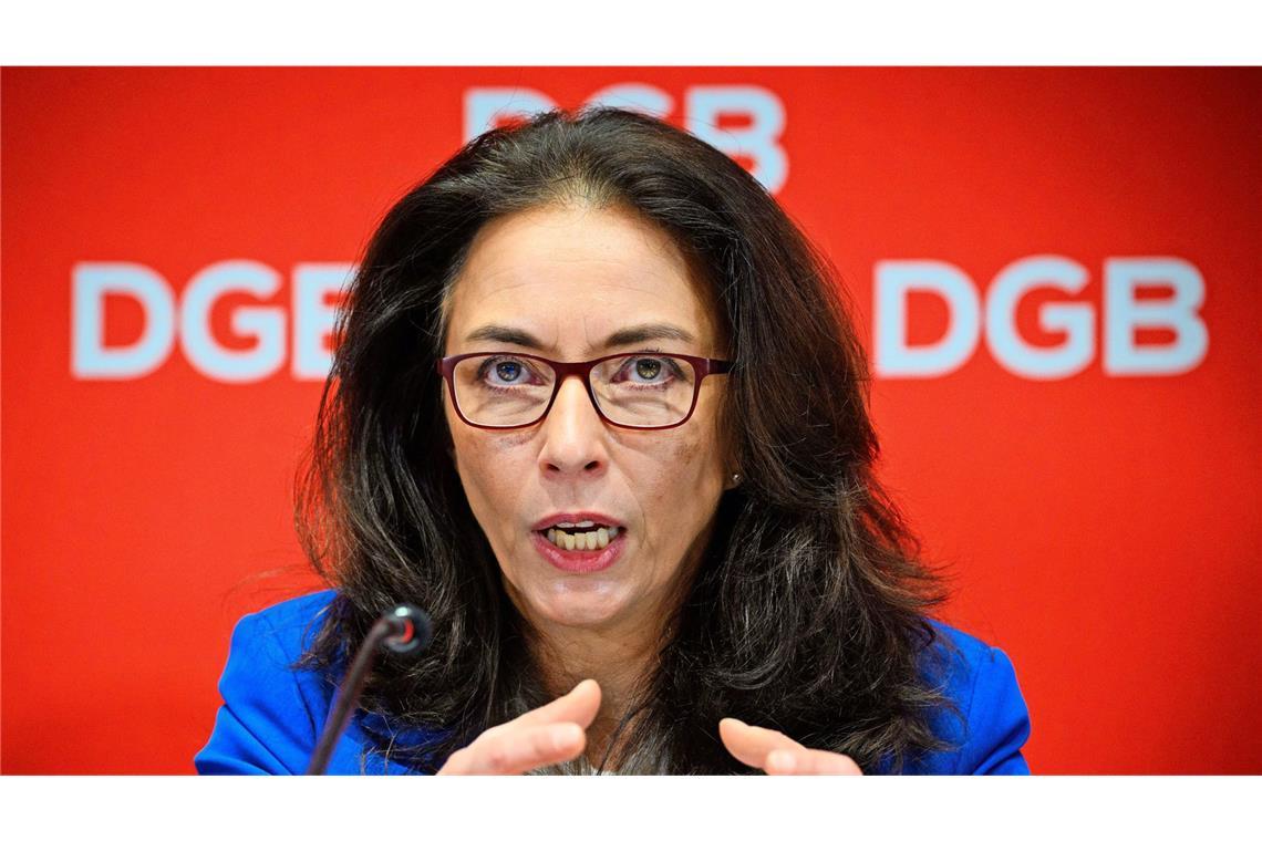 Yasmin Fahimi bei der Jahrespressekonferenz des DGB. (Archivbild)