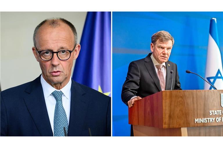 Zahlreiche Länder fordern ein Ende des Krieges im Gazastreifen. Deutschland stellt sich unter der Führung von Kanzler Merz (l.) und Außenminister Wadephul dagegen (Archivfoto).