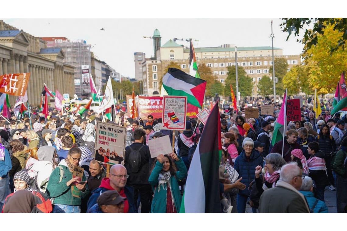 Zahlreiche Menschen demonstrierten am Samstag unter dem Motto «Free the Ulm 5» in der Stuttgarter Innenstadt.