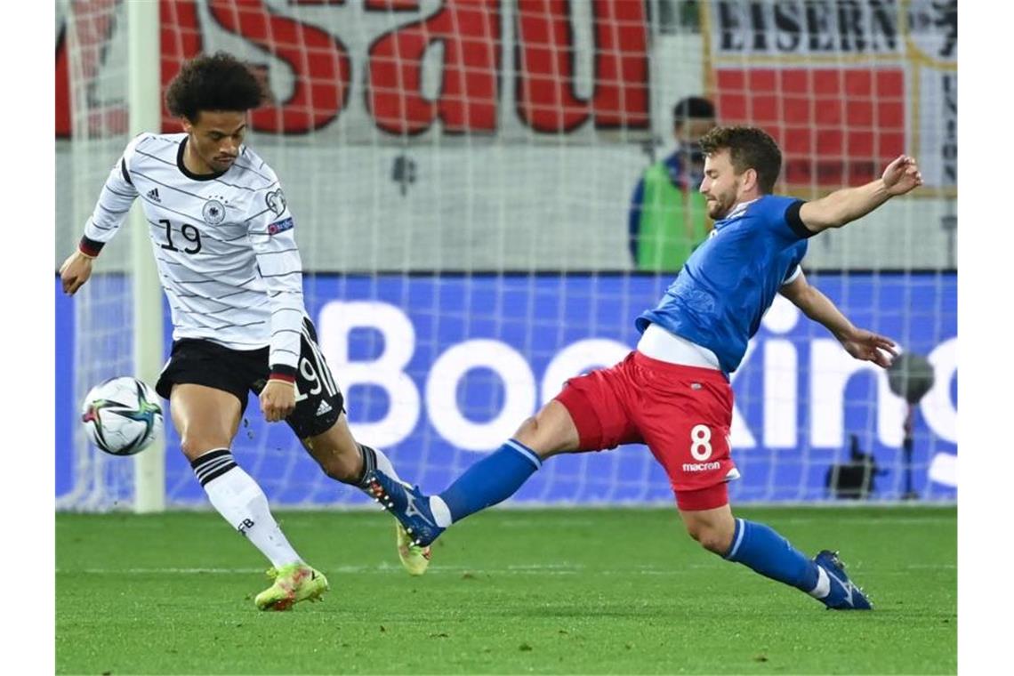 Lob für Sané und Werner - Musiala erreicht nächstes Level Zeigte eine ansprechende Partie gegen Liechtenstein: Leroy Sané (l). Foto: Sven Hoppe/dpa