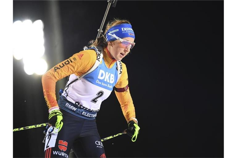 Zeigte gute Ansätze beim Biathlon-Weltcup in Östersund: Franziska Preuß. Foto: Fredrik Sandberg/TT NEWS AGENCY/dpa