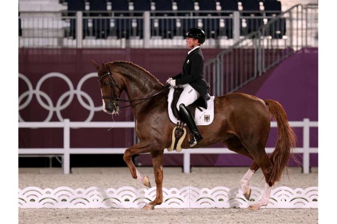 Zeigte mit ihrer Stute Belle Rose eine Bestleistung: Isabell Werth. Foto: Friso Gentsch/dpa