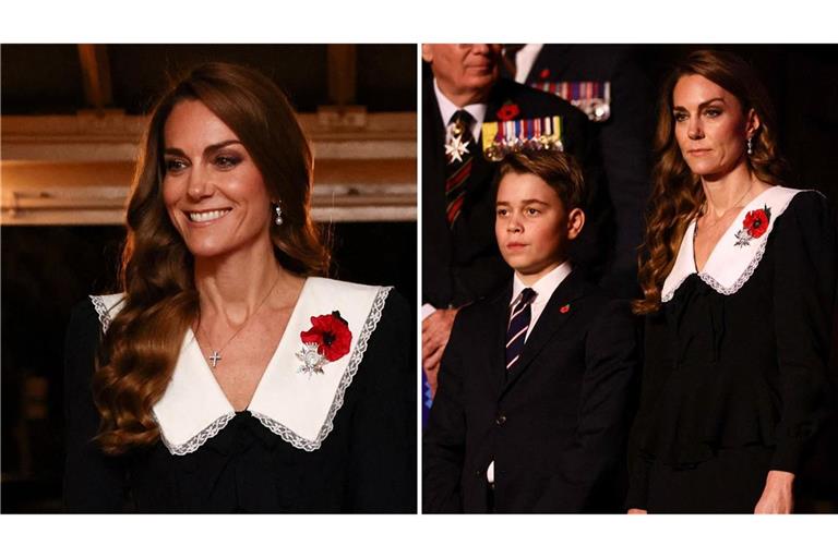 Zu den Feierlichkeiten kurz vor „Remembrance Sunday“ kam Prinzessin Kate mit ihrem Sohn, Prinz George.