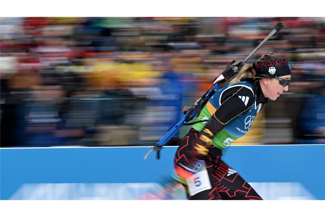 Zu oft nur nah dran: Franziska Preuß gewann bislang keine Einzel-Medaille in Antholz.