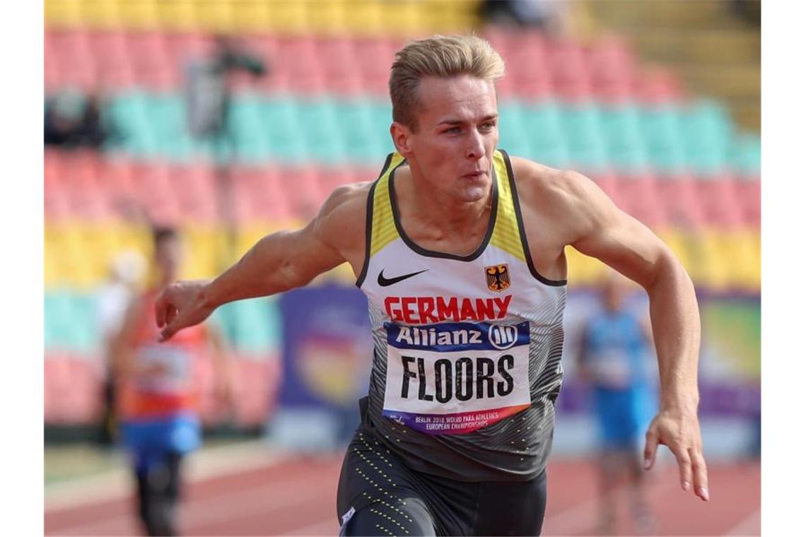 Sprint-König Floors vergoldet Weltrekord - Bronze an Streng Zum schnellsten Stelzensprinter der Geschichte über 100 Meter aufgestiegen: Johannes Floors. Foto: Jens Büttner/zb/dpa