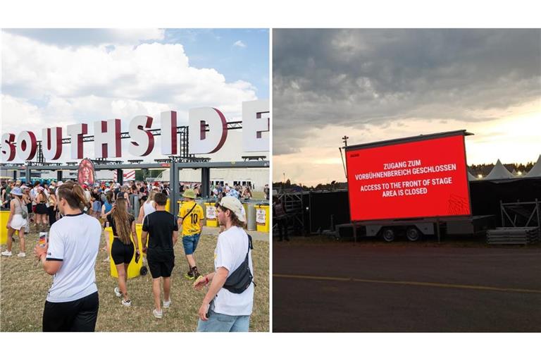 Zunächst war der Himmel noch blau, am Abend musste das Southside-Festival wegen Unwetter unterbrochen werden.