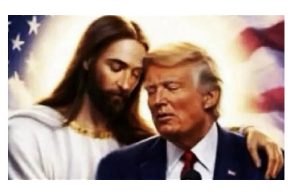 Zwei, die sich verstehen: Jesus Christus umarmt Donald Trump. Dieses Bild teilte der US-Präsident auf Truth Social.