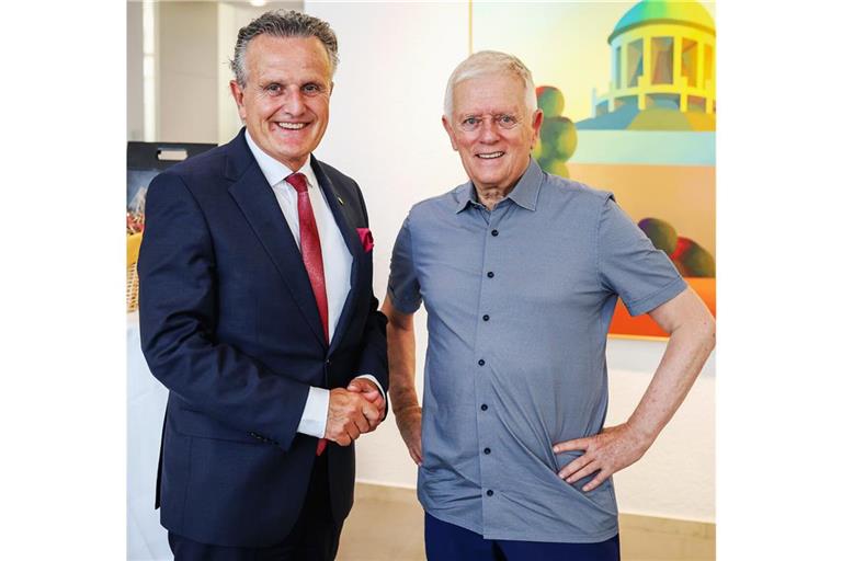 Zwei Oberbürgermeister im Gespräch: Frank Nopper (amtierend, CDU), Fritz Kuhn (im Ruhestand, Grüne)