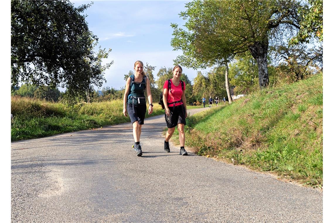 Zwei von knapp 500 Teilnehmern am Wandermarathon, der in Sulzbach an der Murr am...