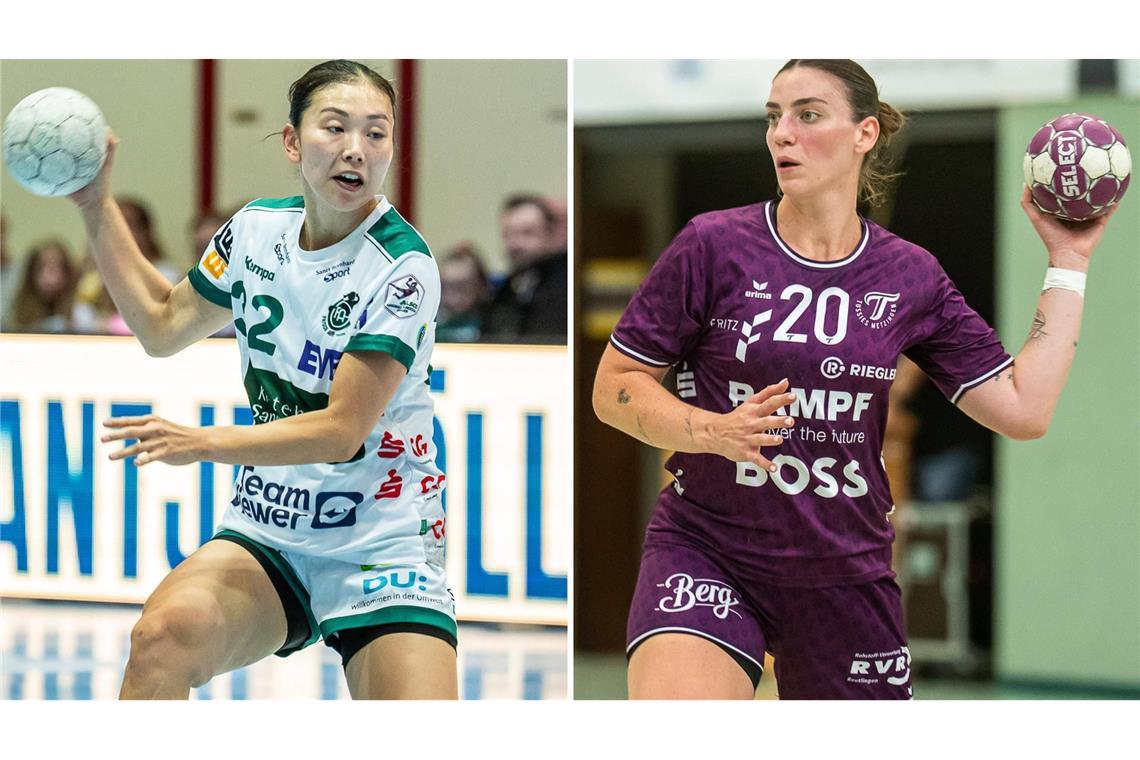 Zwei WM-Teilnehmerinnen, die in Göppingen aufeinandertreffen: die Japanerin Haruno Sasaki (li.) von Frisch Auf und die Brasilianerin Gabriela Bitolo von den TusSies.