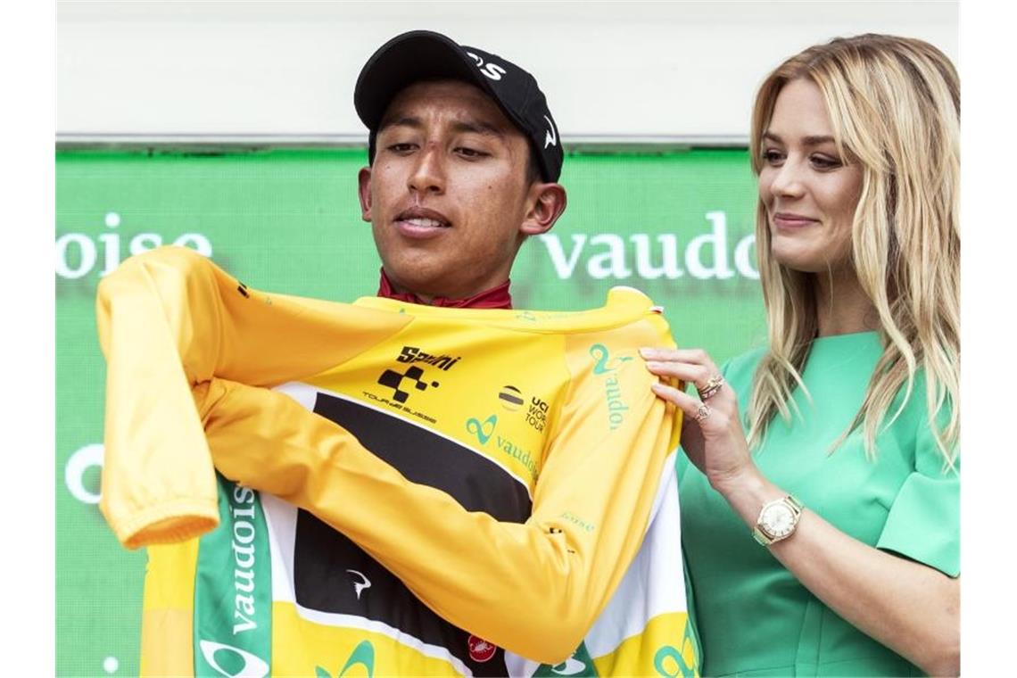 Zweiter Siegesanwärter aus dem Team Ineos: Egan Bernal. Foto: Alexandra Wey/KEYSTONE